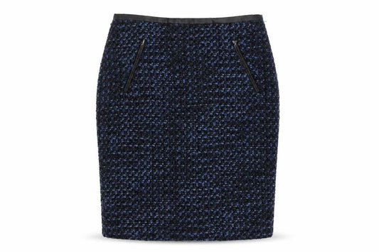 M&Co Womens Blue Geometric Polyester A-Line Skirt Size 8 Zip