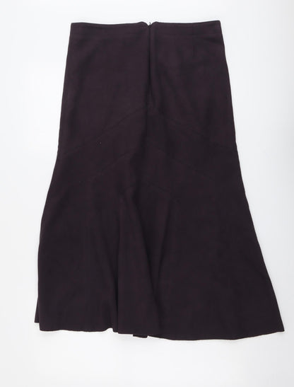 Marks & Spencer Womens Purple Polyester Swing Skirt Size 12 Zip