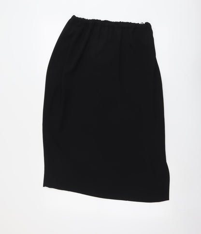 Additional front view of Frank Usher women’s black polyester a-line skirt, size UK 10