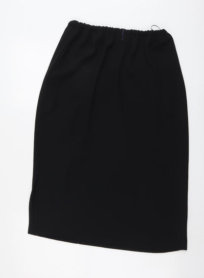 Back view of Frank Usher women’s black polyester a-line skirt, size UK 10