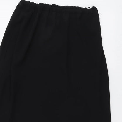 Close-up detail of Frank Usher women’s black polyester a-line skirt, size UK 10