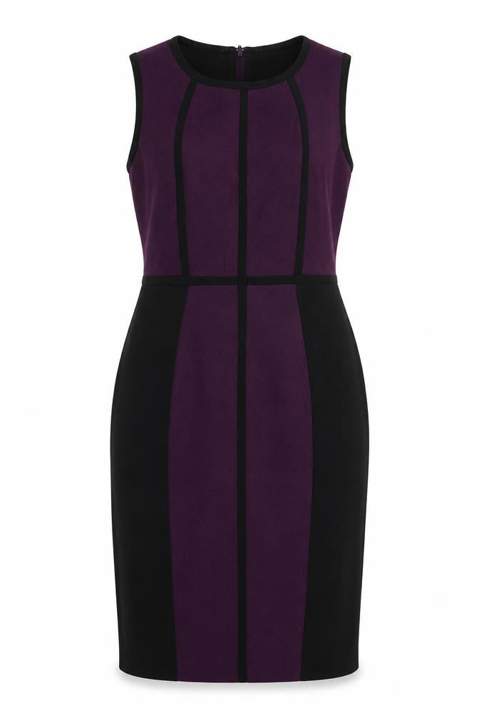 Dorothy Perkins Womens Purple Colourblock Polyester Shift Size 8 Round Neck Zip