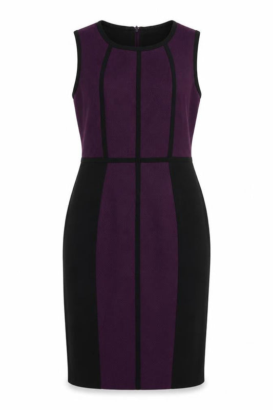 Dorothy Perkins Womens Purple Colourblock Polyester Shift Size 8 Round Neck Zip