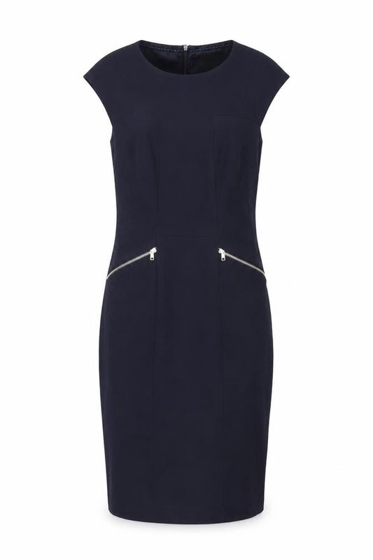 NEXT Womens Blue Polyester Shift Size 6 Round Neck Zip