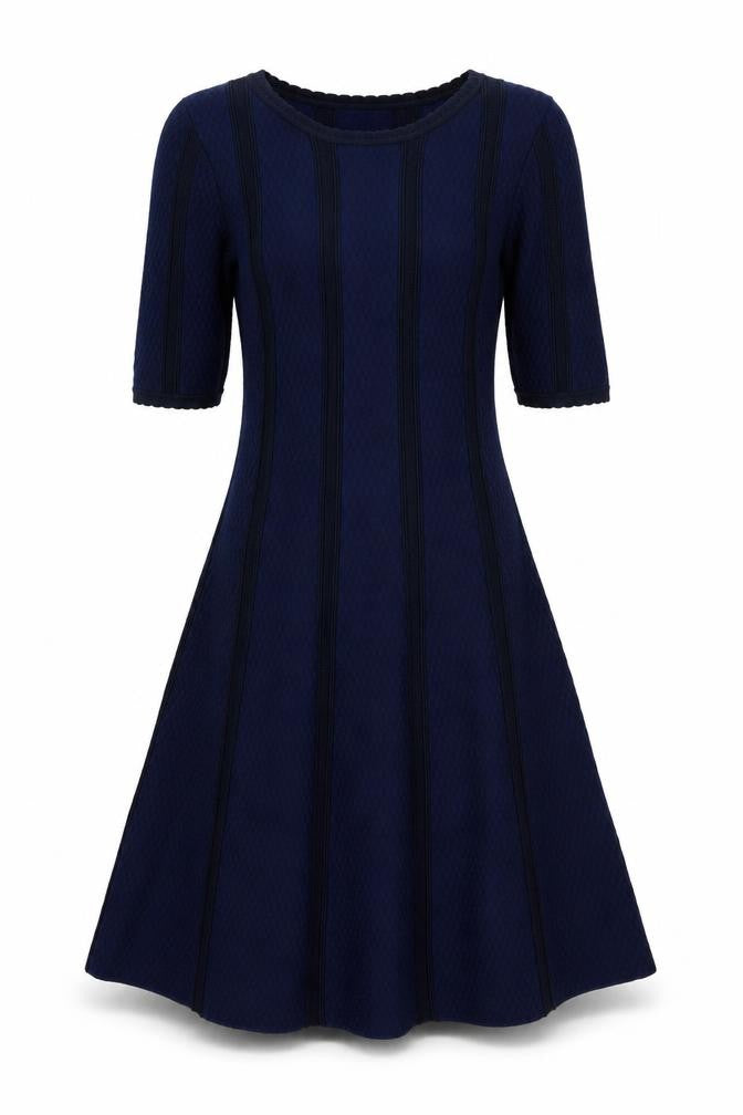 Gubby Style Womens Blue Viscose Fit & Flare Size M Round Neck Pullover