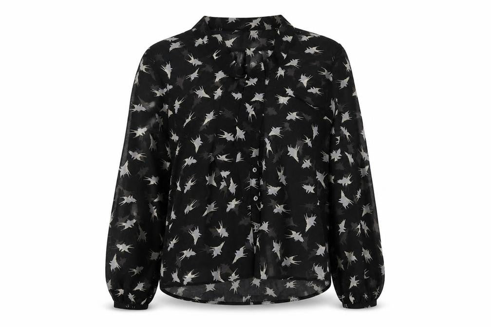 Mint Velvet Womens Black Geometric Polyester Basic Button-Up Size 12 Round Neck