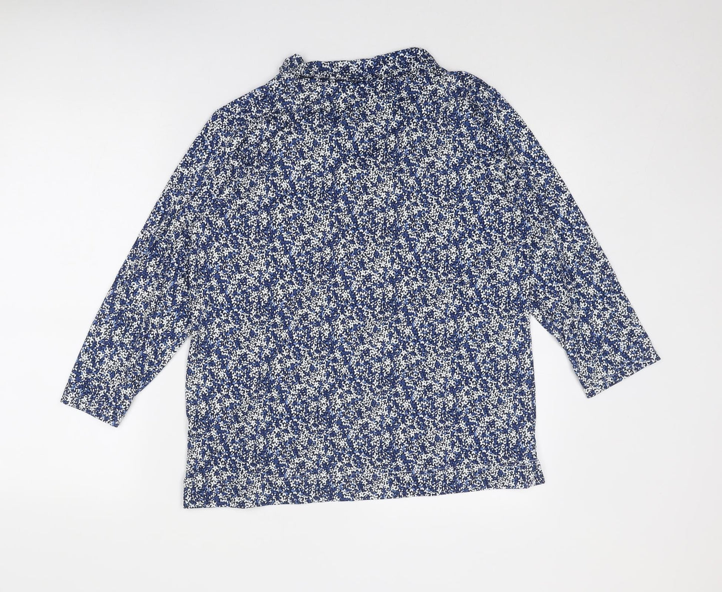 Cotswold Collections Womens Blue Geometric Polyester Basic Blouse Size L Collared