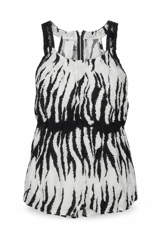 Miss Posh Womens Black Animal Print Cotton Basic Tank Size 10 Scoop Neck - Zebra Print
