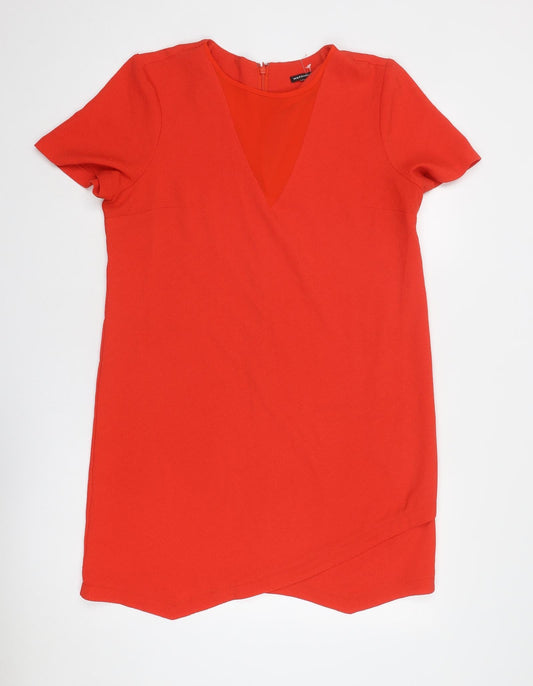 Warehouse Womens Red Polyester A-Line Size 16 Round Neck Zip