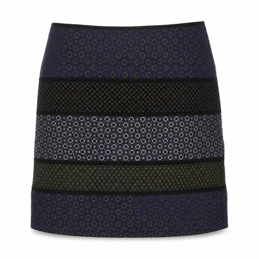 Marks & Spencer Womens Blue Geometric Polyester A-Line Skirt Size 8 Zip