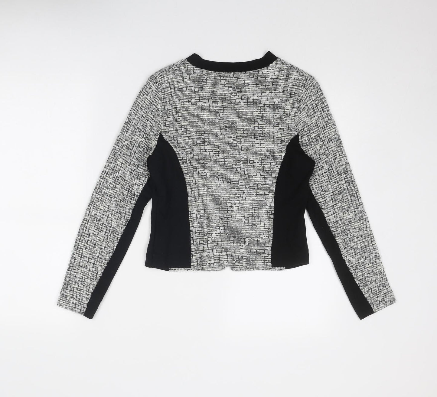 Marks & Spencer Womens Grey Geometric Jacket Size 8 Zip - Colourblock