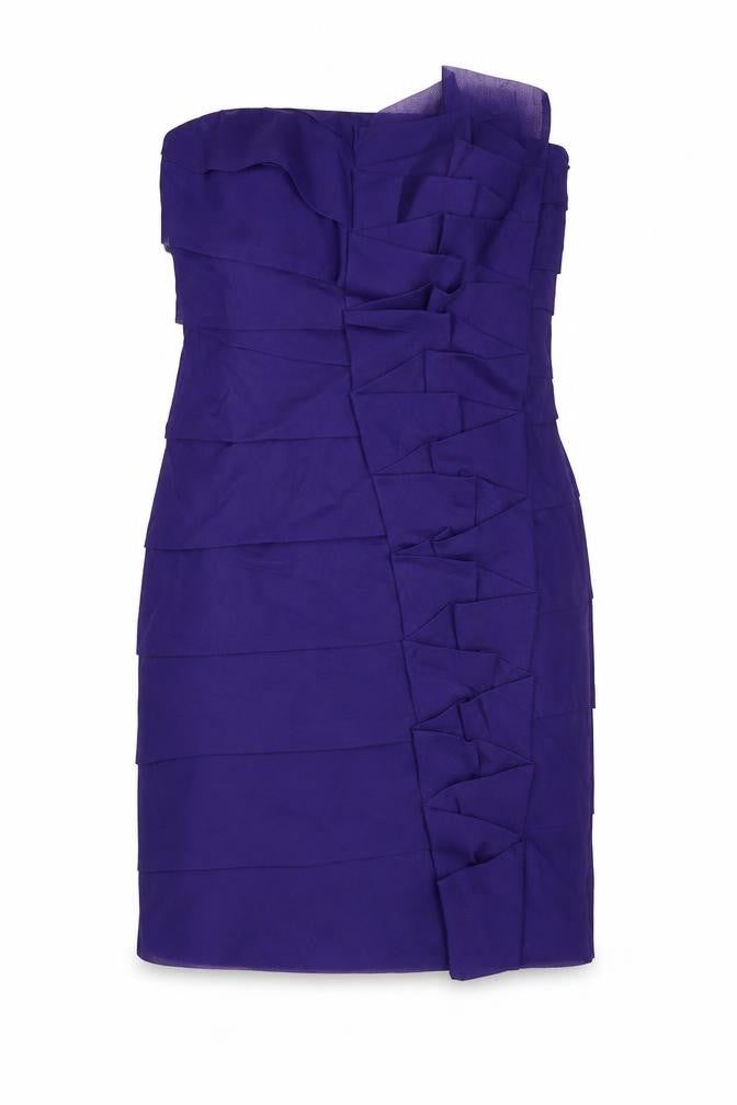 Ben Di Lisi Womens Purple Polyester A-Line Size 12 Off the Shoulder Zip