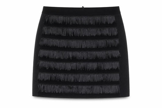 Sisley Womens Black Polyester A-Line Skirt Size 30 in Zip