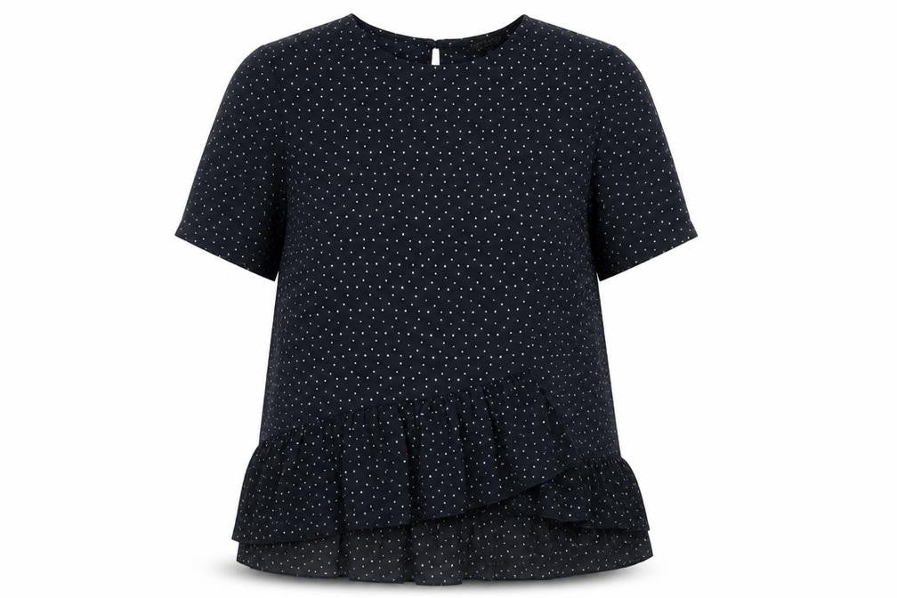 Topshop Womens Black Geometric Polyester Basic Blouse Size 8 Round Neck - Star Print