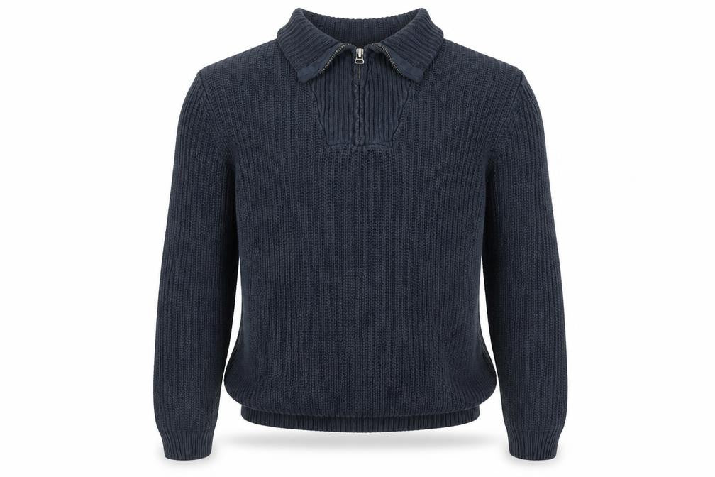 River Island Boys Blue Mock Neck Acrylic Pullover Jumper Size 12 Years Zip