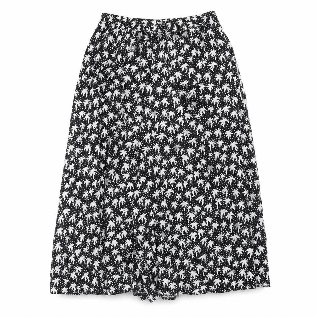 Italian Club Womens Blue Geometric Viscose Peasant Skirt Size 14 - Palm Tree Pattern