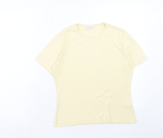 Dorothy Perkins Womens Yellow Polyester Basic T-Shirt Size 14 Round Neck