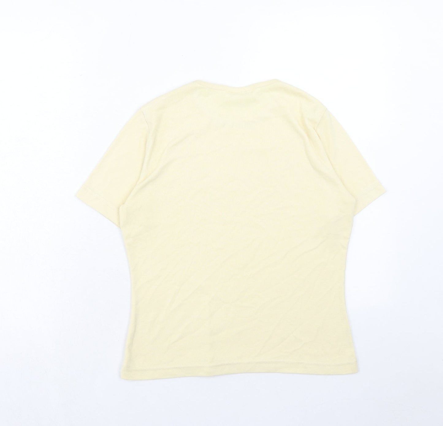 Dorothy Perkins Womens Yellow Polyester Basic T-Shirt Size 14 Round Neck