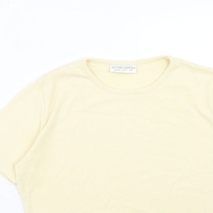 Dorothy Perkins Womens Yellow Polyester Basic T-Shirt Size 14 Round Neck