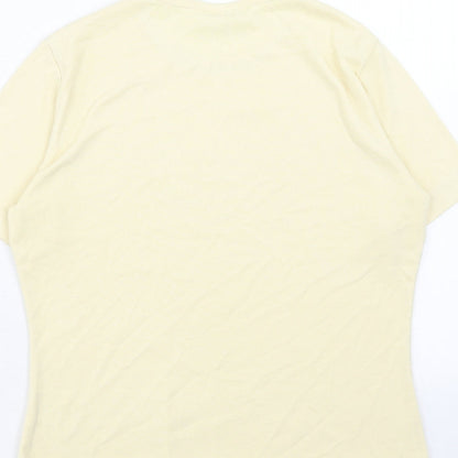 Dorothy Perkins Womens Yellow Polyester Basic T-Shirt Size 14 Round Neck