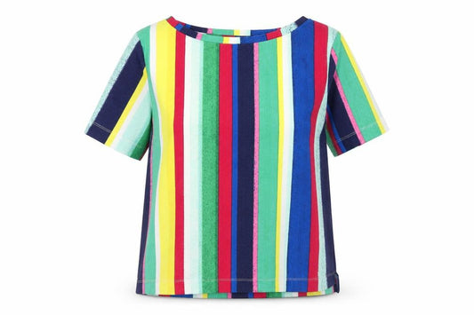 Marks and Spencer Womens Multicoloured Striped Polyester Basic Blouse Size 10 Round Neck