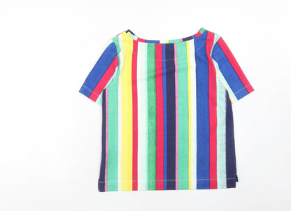 Marks & Spencer Womens Multicoloured Striped Polyester Basic Blouse Size 10 Round Neck