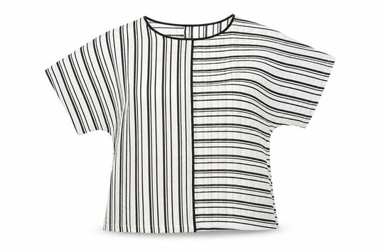 Marks & Spencer Womens White Striped Polyester Basic Blouse Size 14 Round Neck