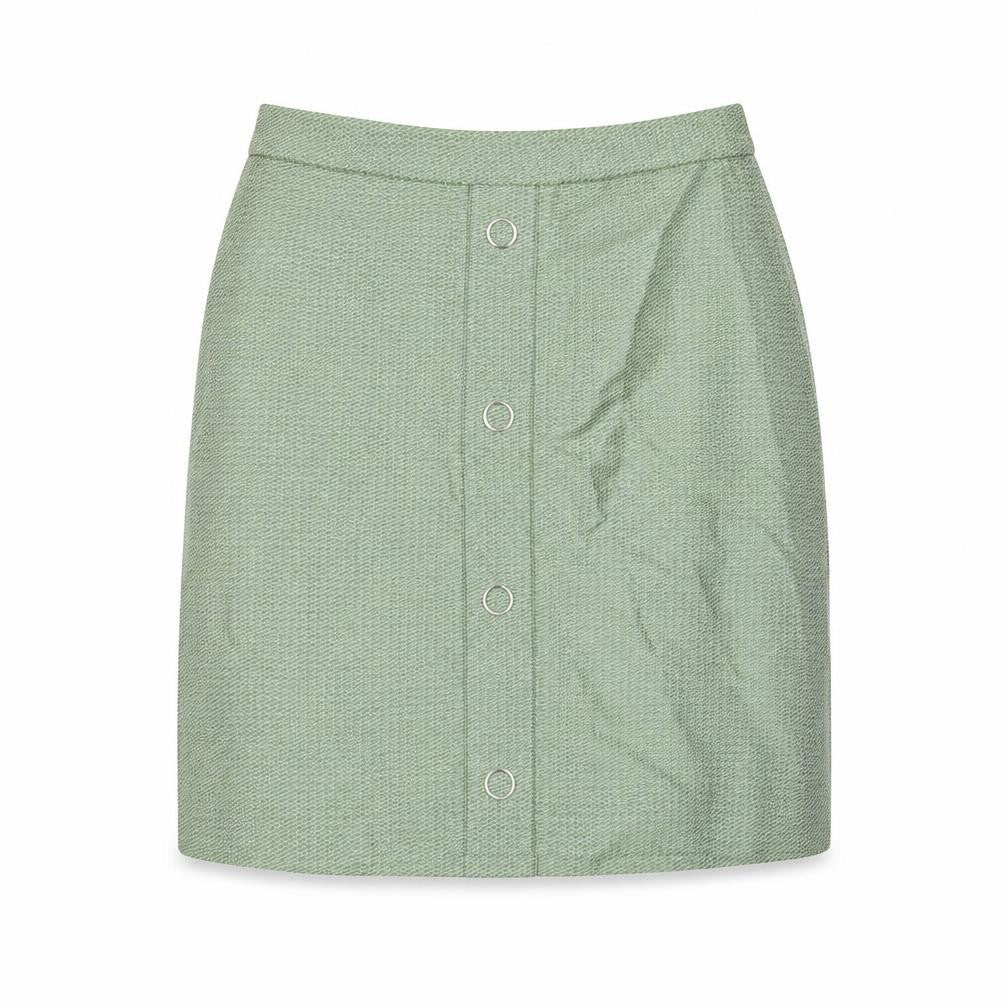 Marks & Spencer Womens Green Geometric Polyester A-Line Skirt Size 8 Zip
