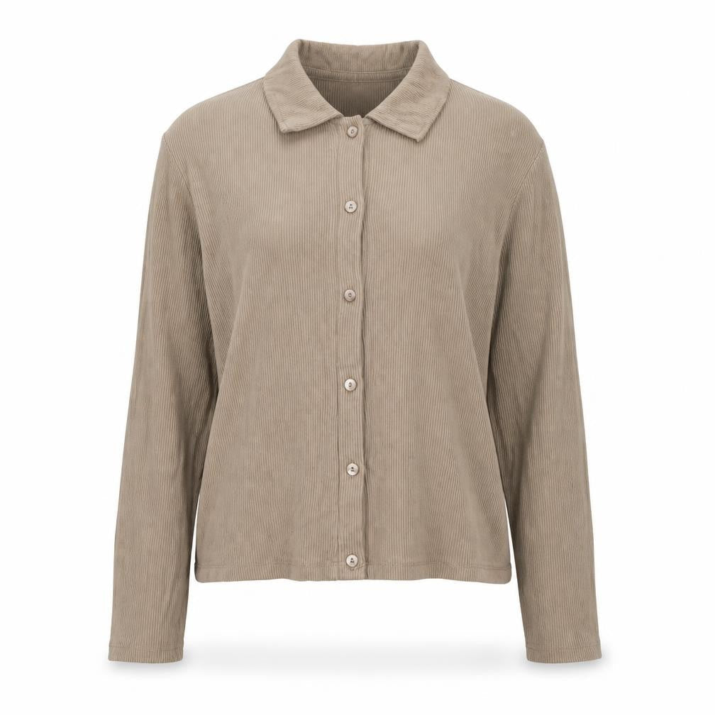 Stradivarius Womens Brown Viscose Basic Button-Up Size L Collared - Ribbed