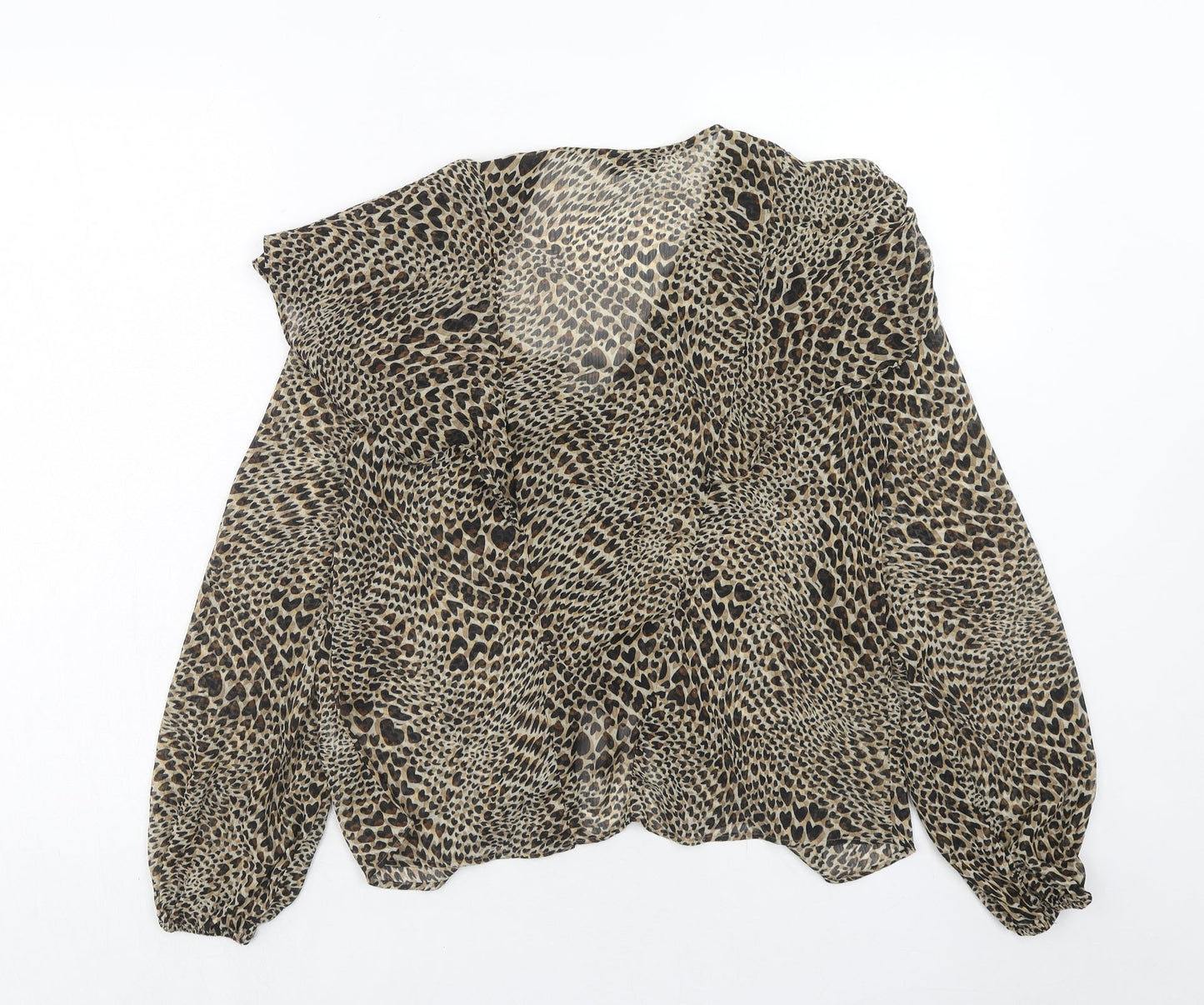 Topshop Womens Brown Geometric Polyester Basic Blouse Size 10 V-Neck