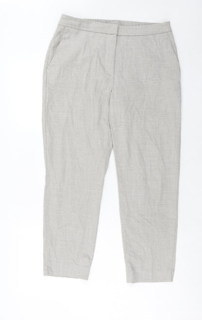 H&M Womens Grey Polyester Trousers Size 14 Regular Hook & Eye