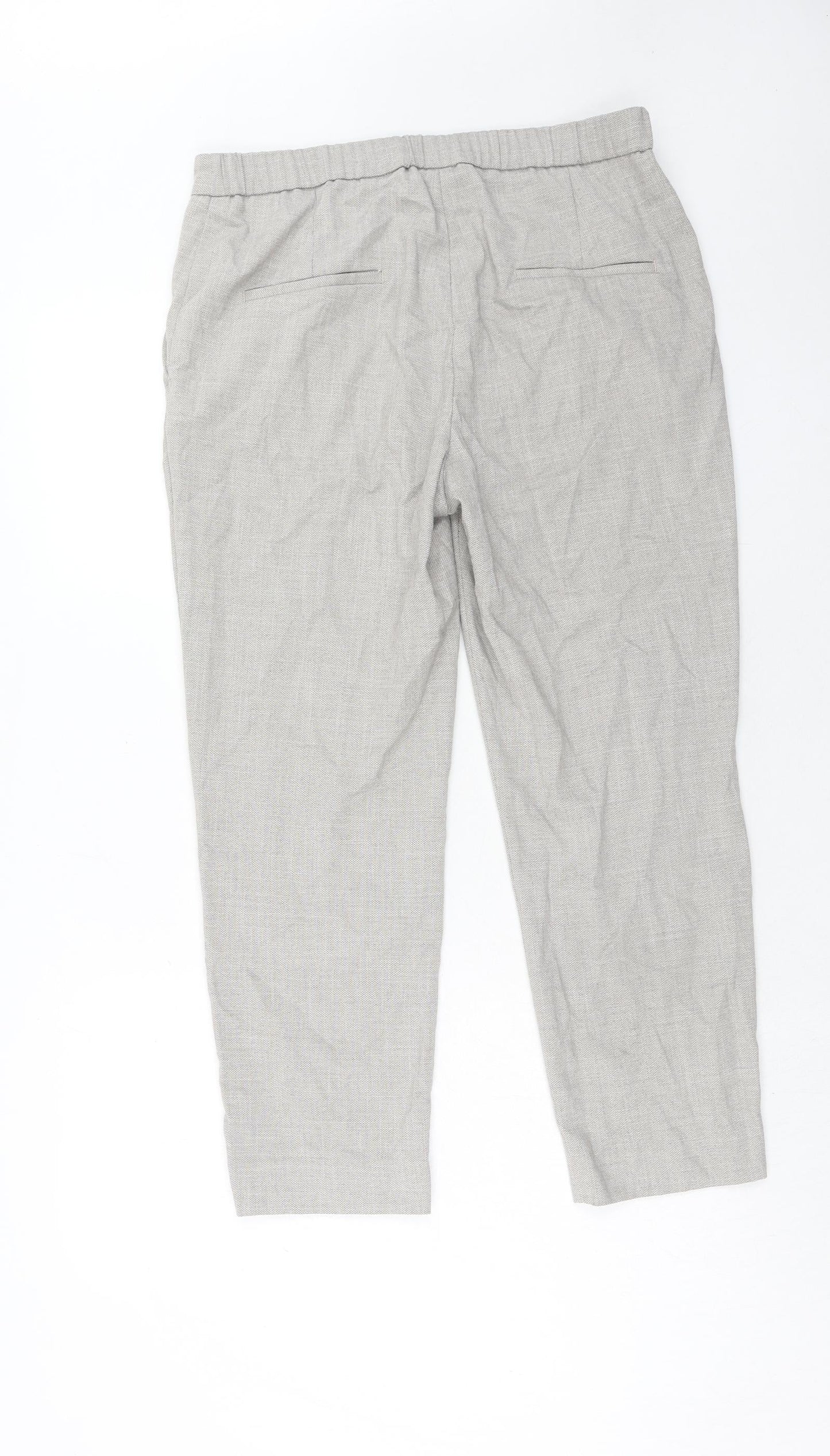 H&M Womens Grey Polyester Trousers Size 14 Regular Hook & Eye