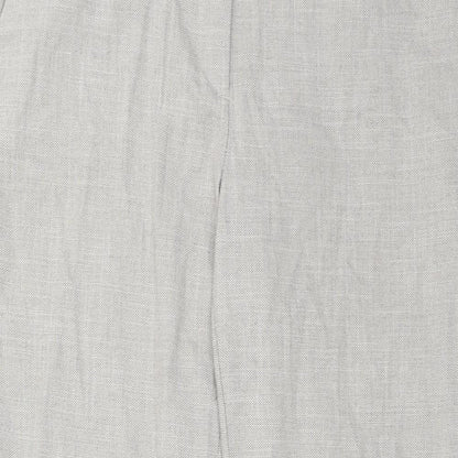 H&M Womens Grey Polyester Trousers Size 14 Regular Hook & Eye