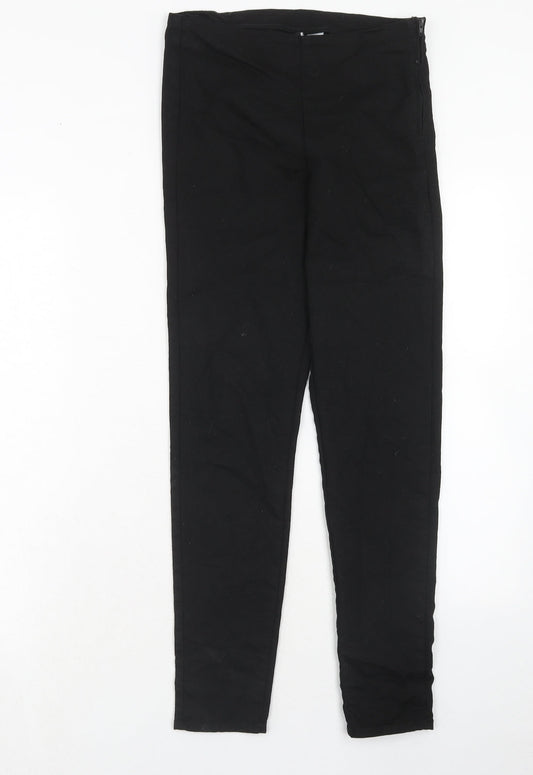 H&M Womens Black Cotton Trousers Size 10 Regular Zip