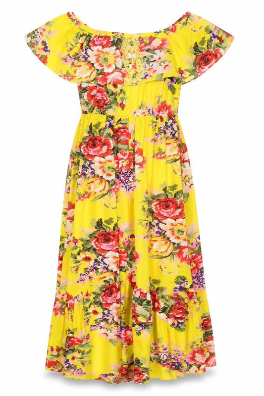 Lily Womens Yellow Floral Polyester Trapeze & Swing Size XS Round Neck Pullover