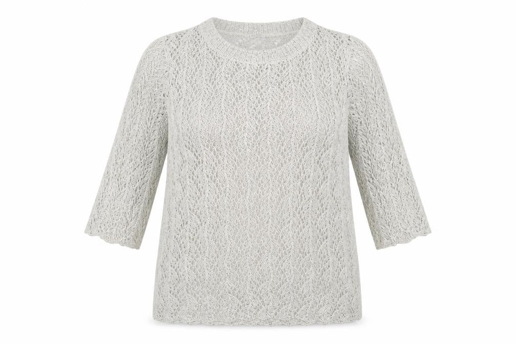 Damart Womens Grey Round Neck Geometric Acrylic Pullover Jumper Size 18