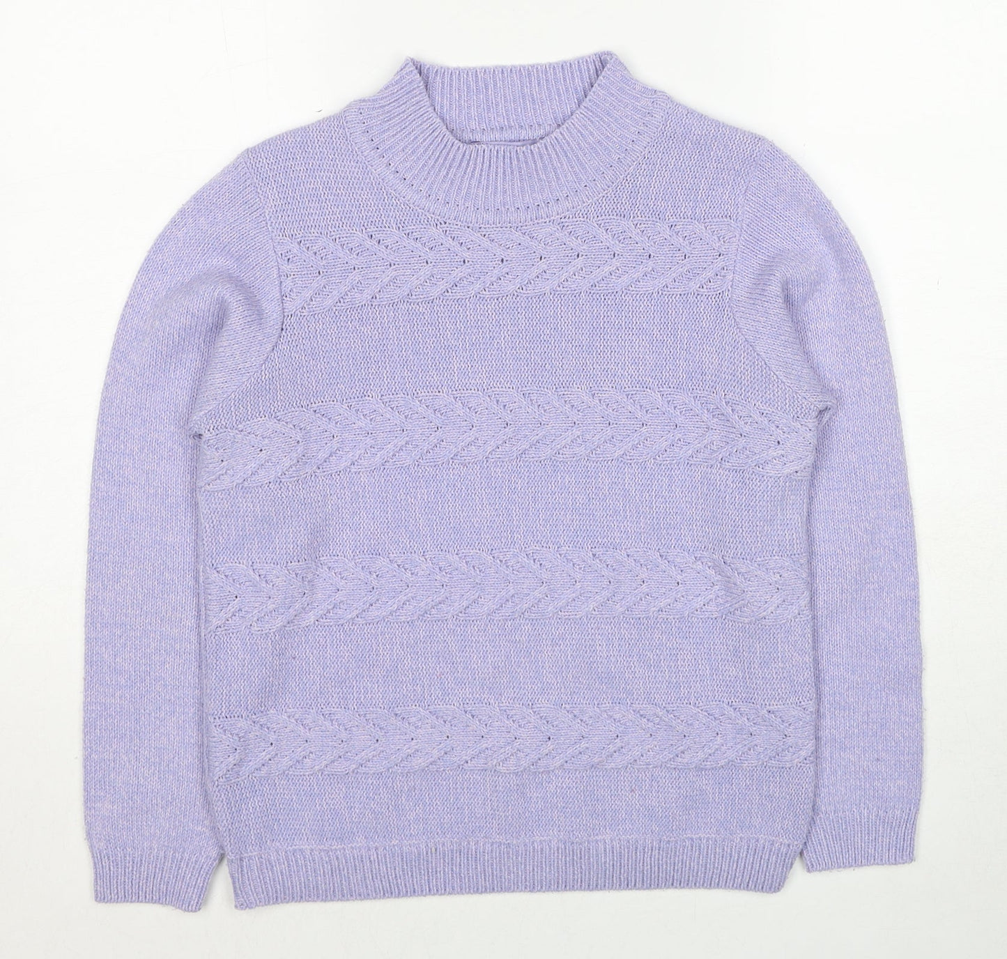 EWM Womens Purple Round Neck Geometric Acrylic Pullover Jumper Size 10 - Size 10-12