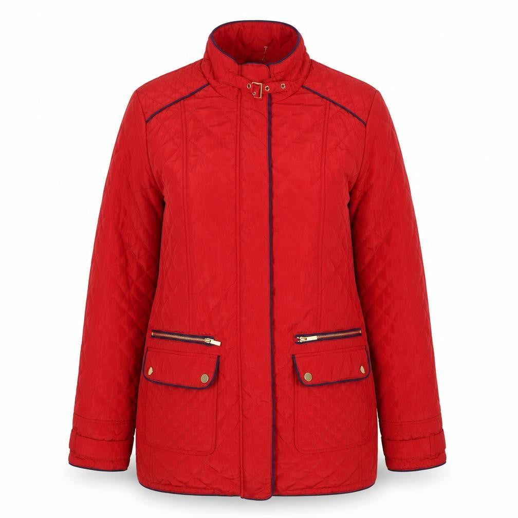 JBC Collection Womens Red Quilted Coat Size 10 Zip