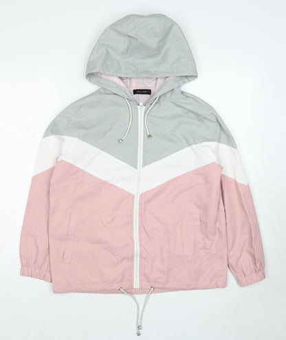 Additional front view of New Look girls’ pink jacket, size S, zip