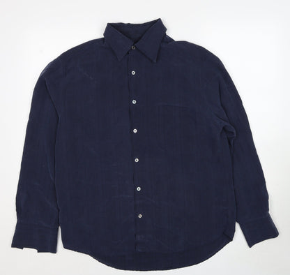 Next Mens Blue Modal Button-Up Size L Collared Button