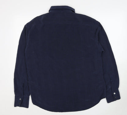 Next Mens Blue Modal Button-Up Size L Collared Button