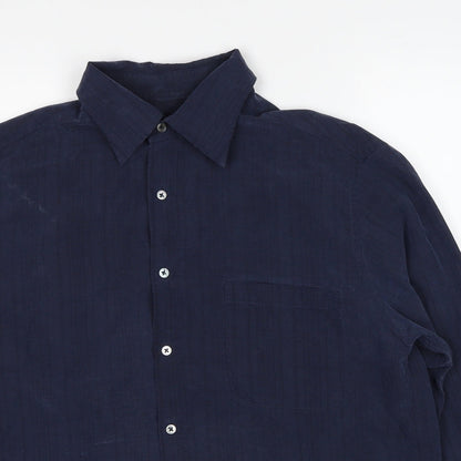 Next Mens Blue Modal Button-Up Size L Collared Button