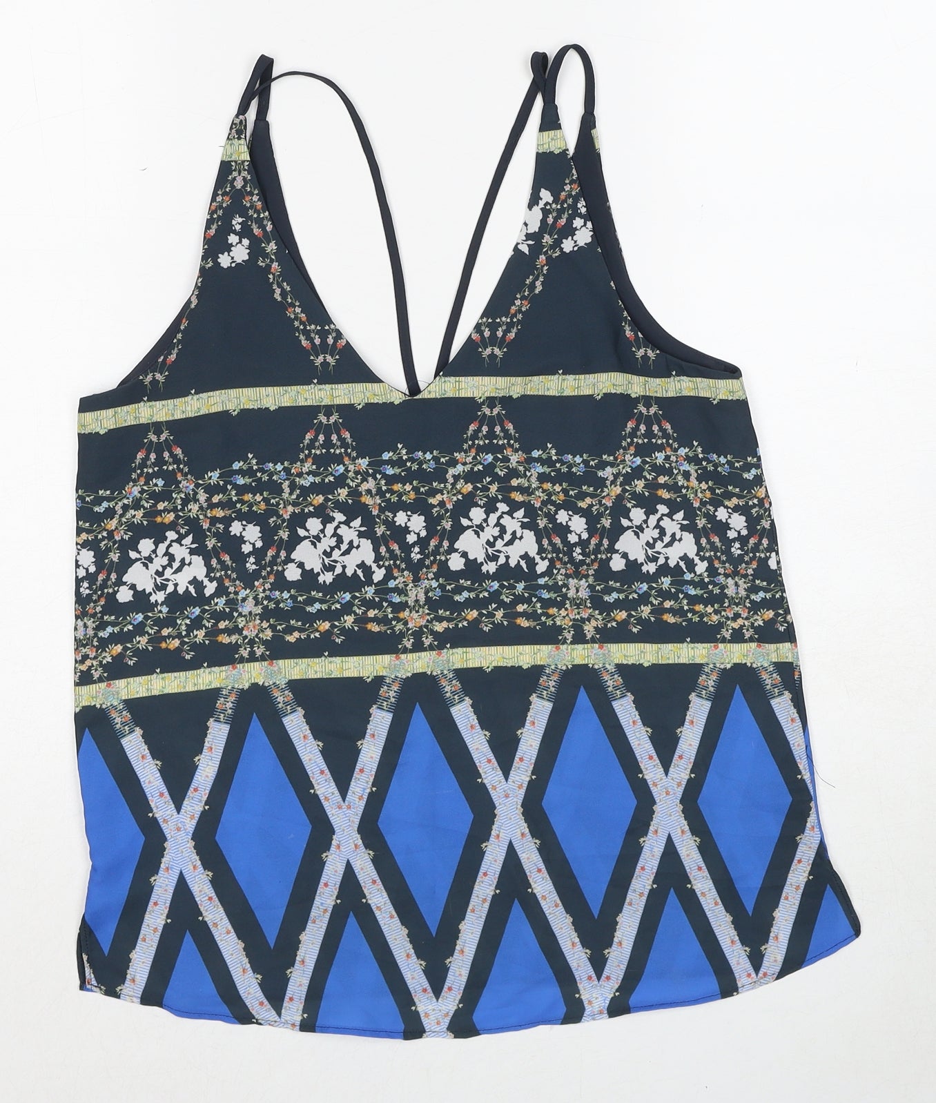 Topshop Womens Multicoloured Geometric Polyester Camisole Tank Size 6 V-Neck