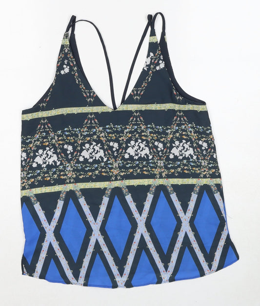 Topshop Womens Multicoloured Geometric Polyester Camisole Tank Size 6 V-Neck