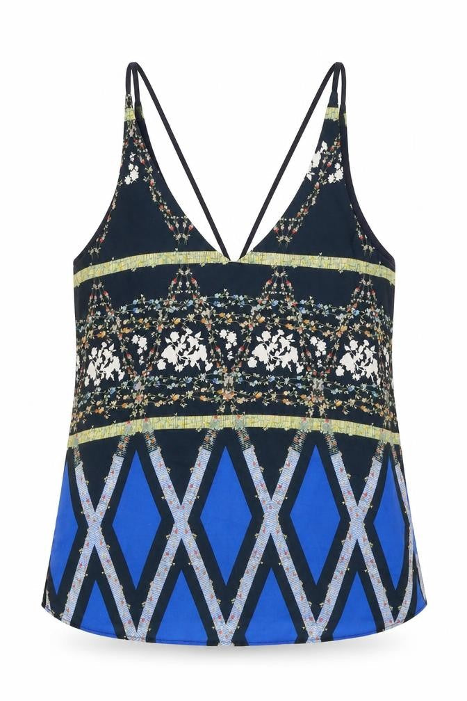 Topshop Womens Multicoloured Geometric Polyester Camisole Tank Size 6 V-Neck