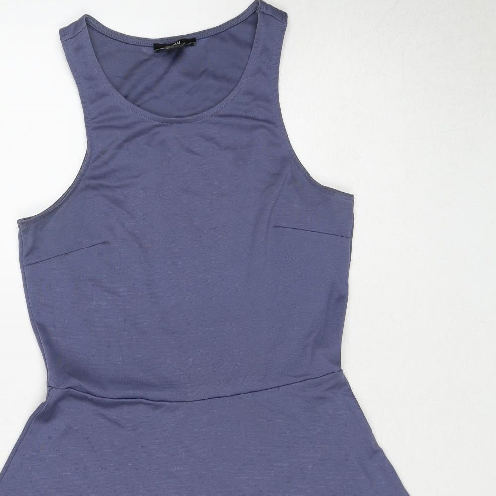 H&M Womens Blue Polyester Fit & Flare Size S Round Neck Pullover