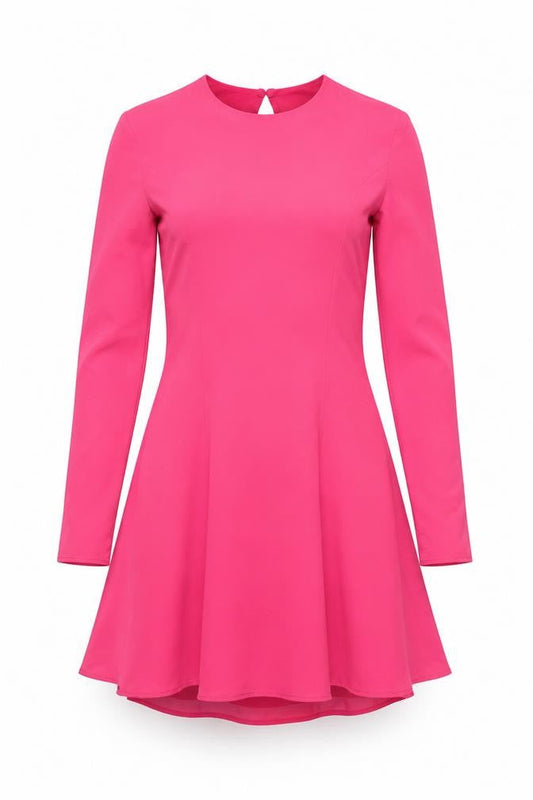 Bershka Womens Pink Polyester Fit & Flare Size L Round Neck Zip