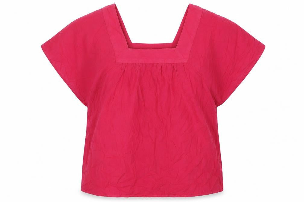 Marks & Spencer Womens Pink Cotton Basic Blouse Size 14 Square Neck