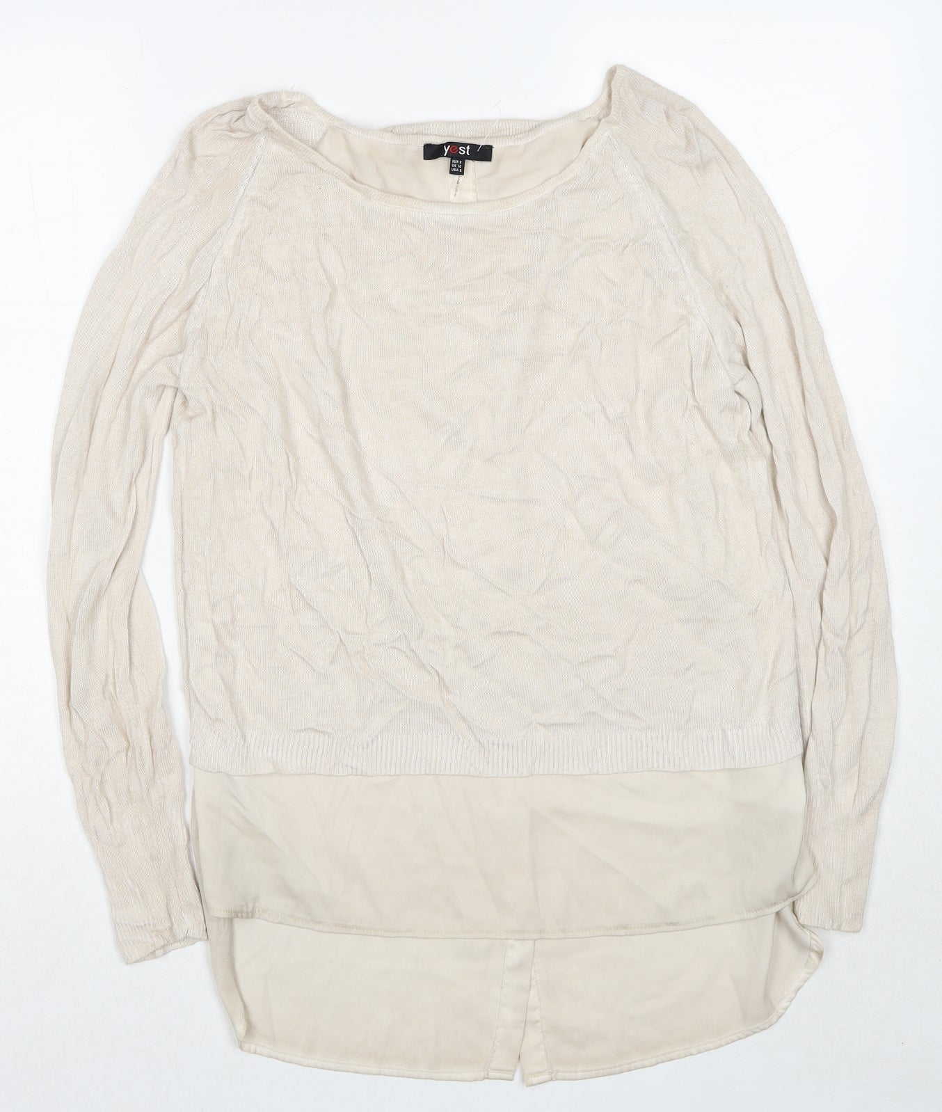 Yest Womens Beige Round Neck Viscose Pullover Jumper Size 10