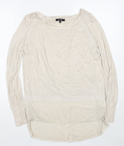 Yest Womens Beige Round Neck Viscose Pullover Jumper Size 10